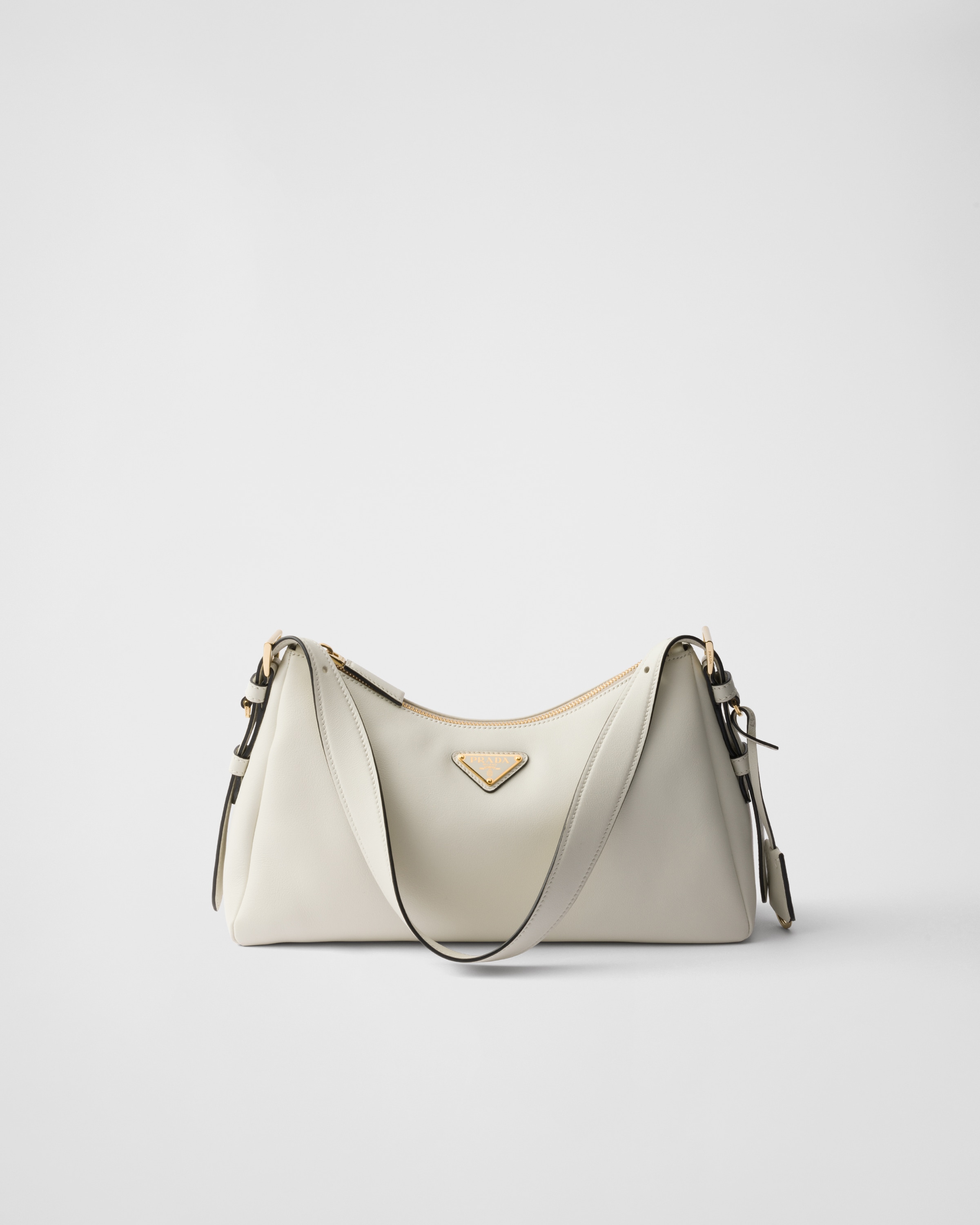 White Prada Aimée Medium Leather Shoulder Bag | PRADA