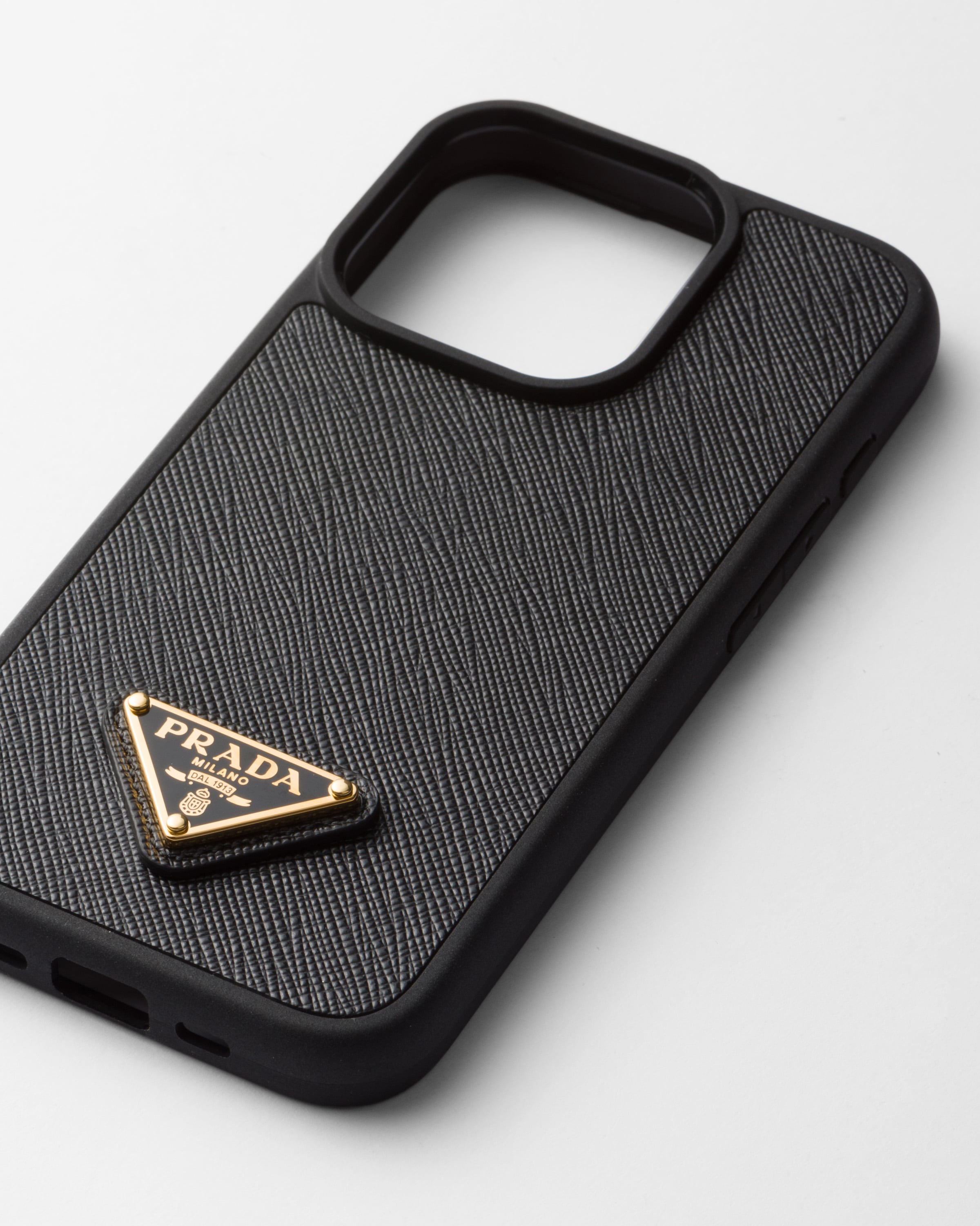 Black Saffiano Leather Cover For Iphone 15 Pro | PRADA