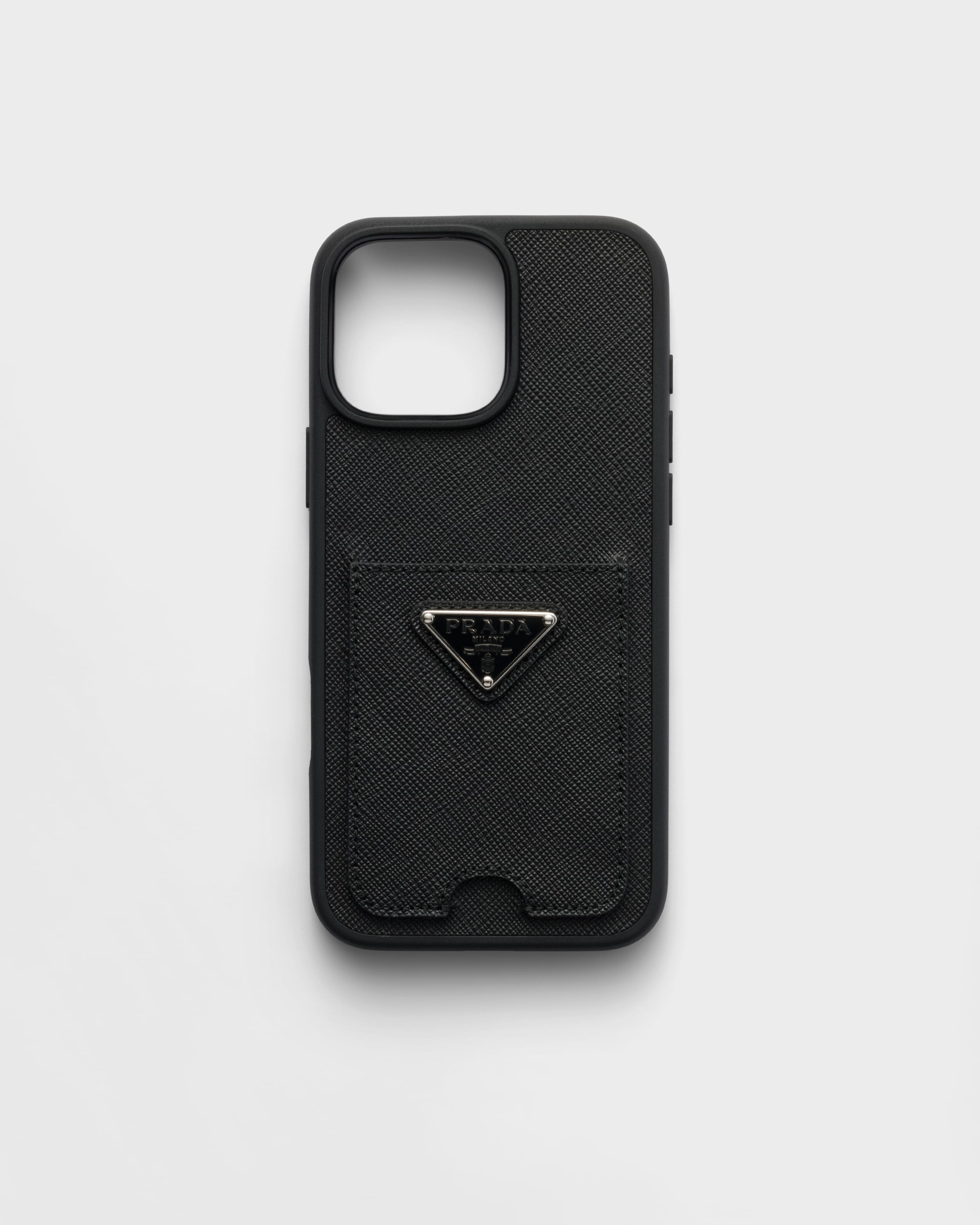 Black Saffiano Leather Case For Iphone 16 Pro Max | PRADA