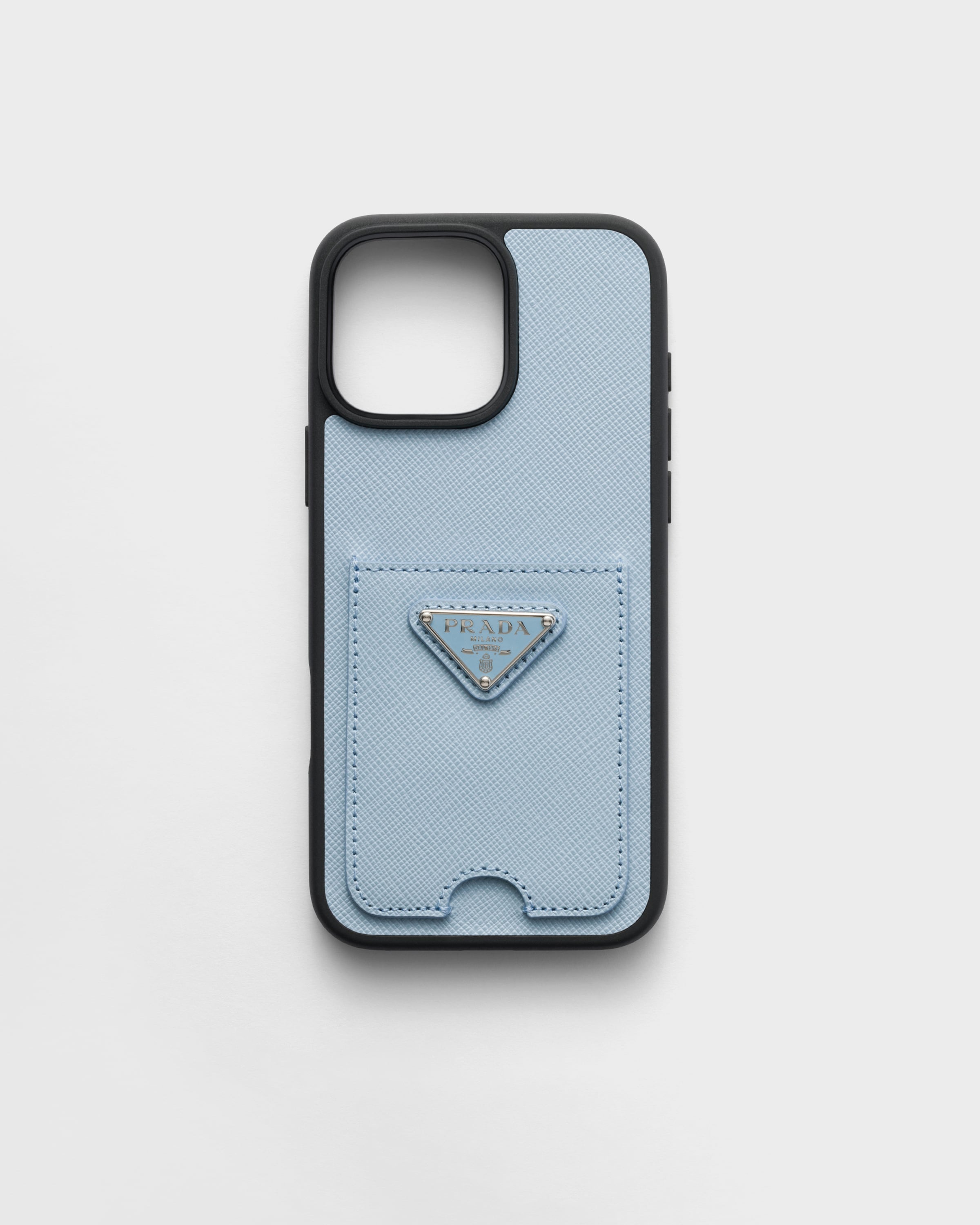 Pale Blue Saffiano Leather Case For Iphone 16 Pro Max | PRADA