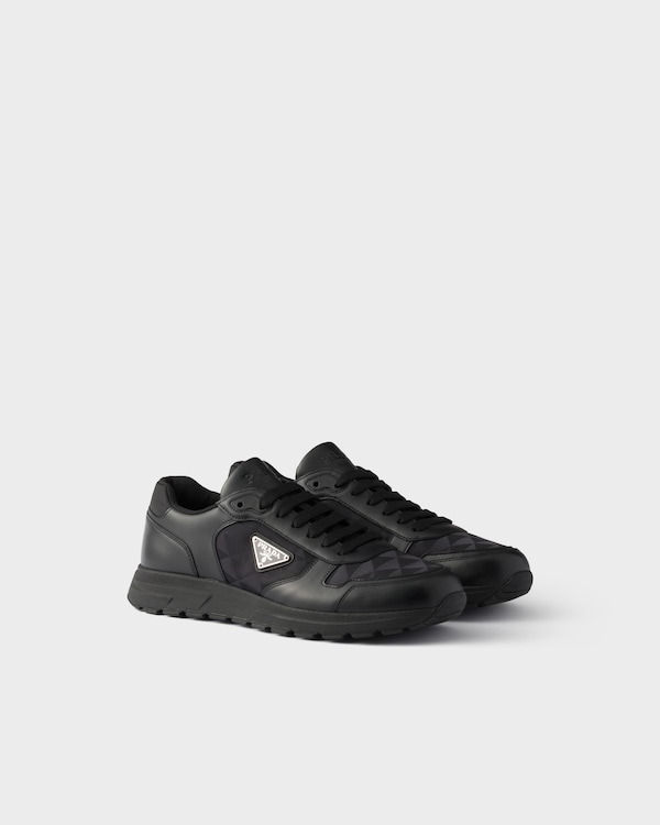 Black Prax 2.0 Re-nylon And Leather Sneakers | PRADA