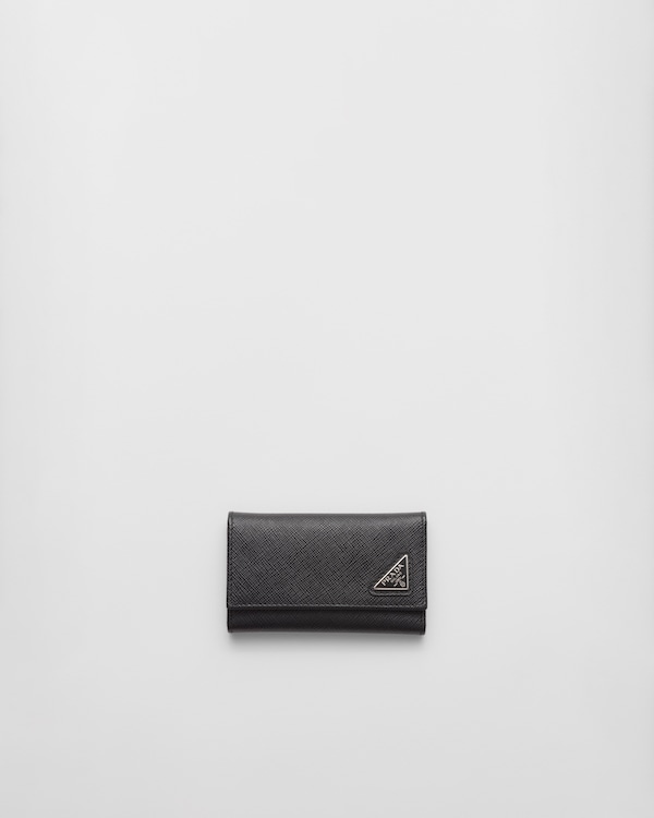 Black Saffiano Leather Key Case | PRADA