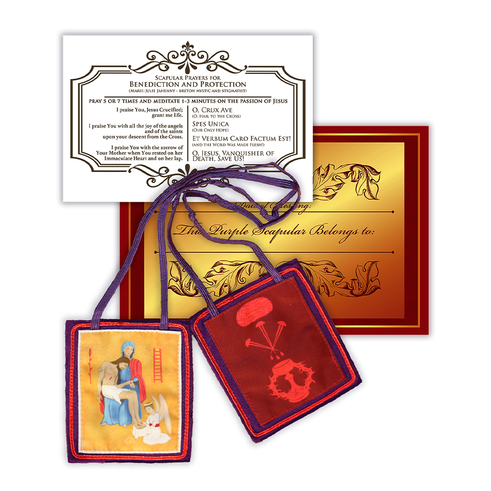 Purple Scapular of Blessing and Protection (handmade) - Queen of