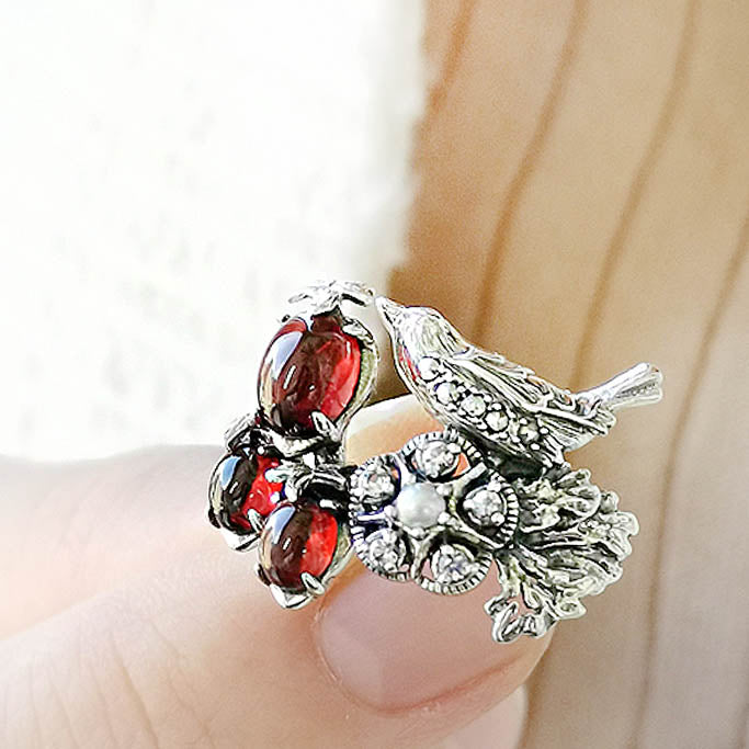 SVウィリアム・モリスいちご泥棒リング(ガーネット) – 碌山ショップ