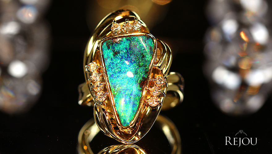 1円～☆宝石の島☆TASAKI極上ボルダーオパール＆D高級リングh484 天然