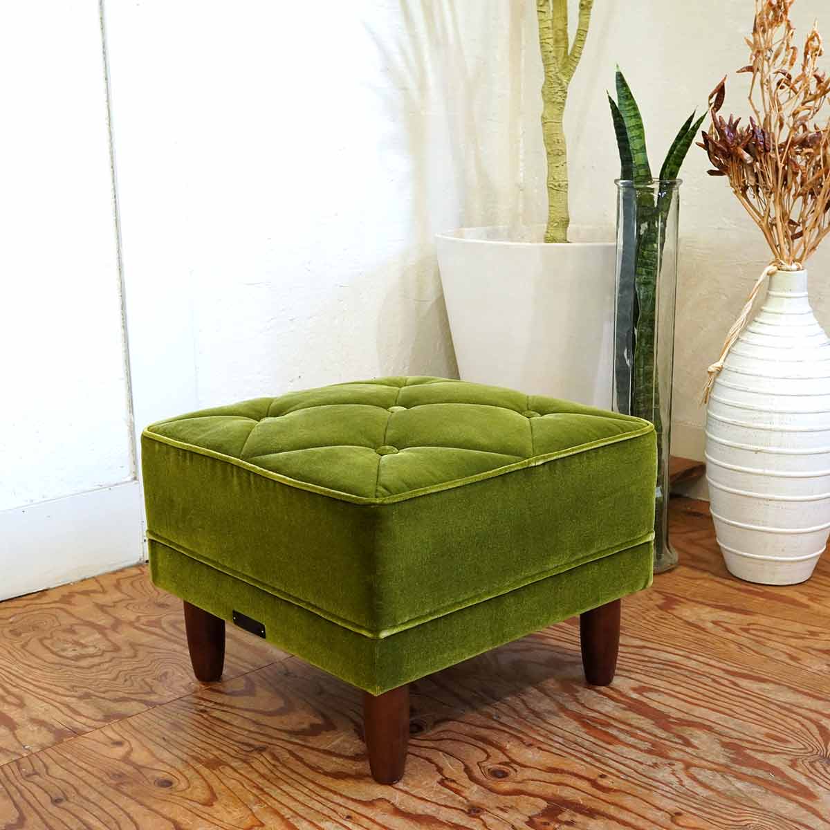 カリモク60 / karimoku60 オットマン モケットグリーン 中古 レトロ