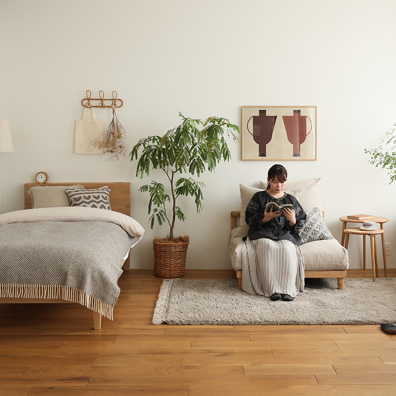 無垢ベッドフレーム folk／NA ダブルサイズ(10/12発送) 木製ベッド