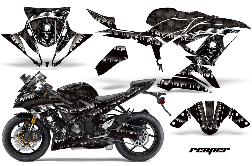 Kawasaki 636 ZX6-R Ninja Graphic Kit - 2013-2016 Reaper Black