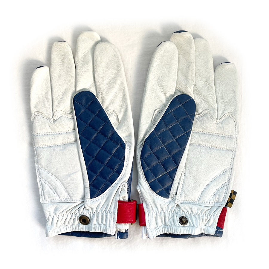楽天市場】本革 レザー グローブ「ブルー×ホワイト」差し色レッドの