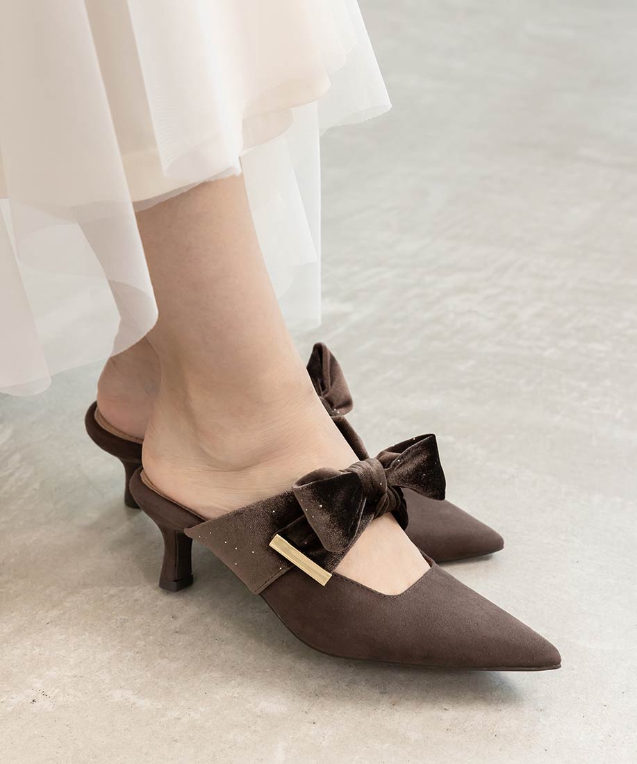 SALE】ビッグベロアリボンミュールパンプスRANDA公式サイト