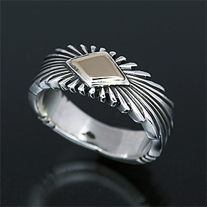 ナバホ族 Pat Bedonie 1/4” 14K サンバースト リング 8号 【送料無料】