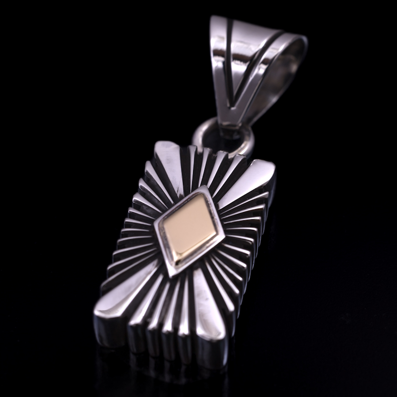 ナバホ族 Pat Bedonie #1FL 14K サンバースト ペンダント S 【送料無料】