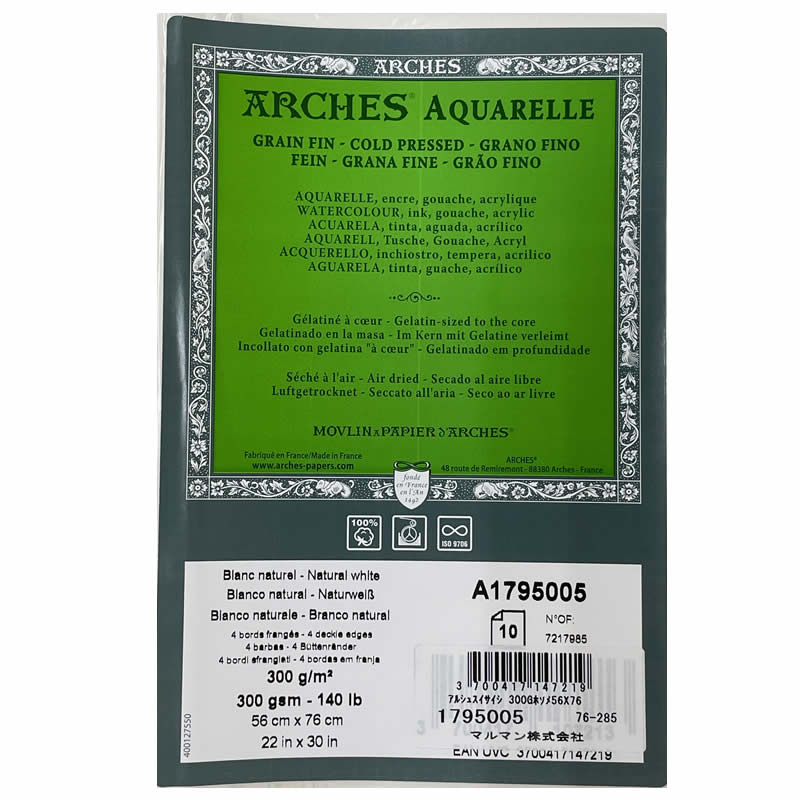 アルシュ水彩紙56×76cm (細目 300g 10枚入)