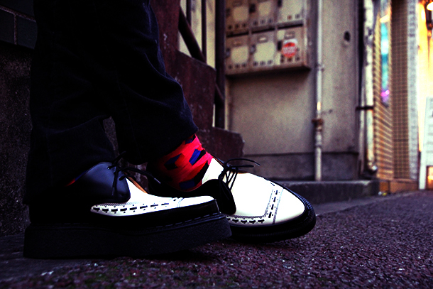 ジョージコックス5289ブラックレザー×ホワイトレザー ブラック