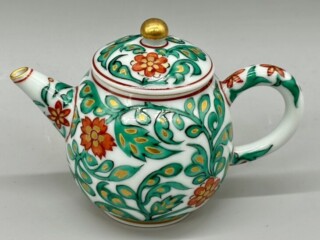 三浦竹軒 『着彩草花紋 茶銚』 ｜骨董品買取 緑和堂