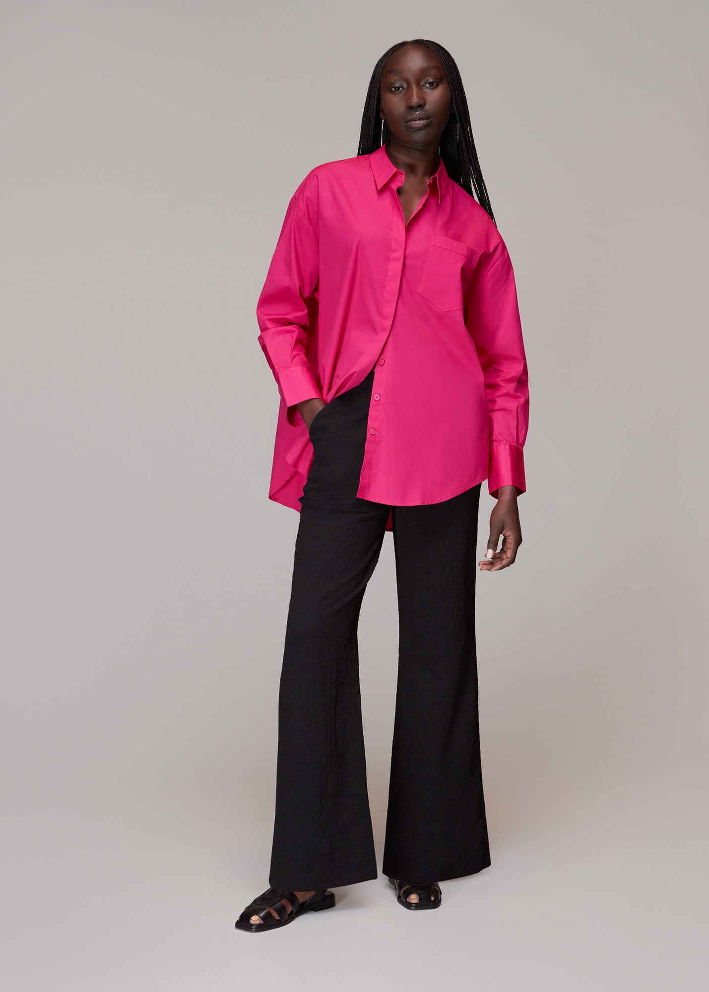 Pink Oversized Shirt | WHISTLES | Whistles US |