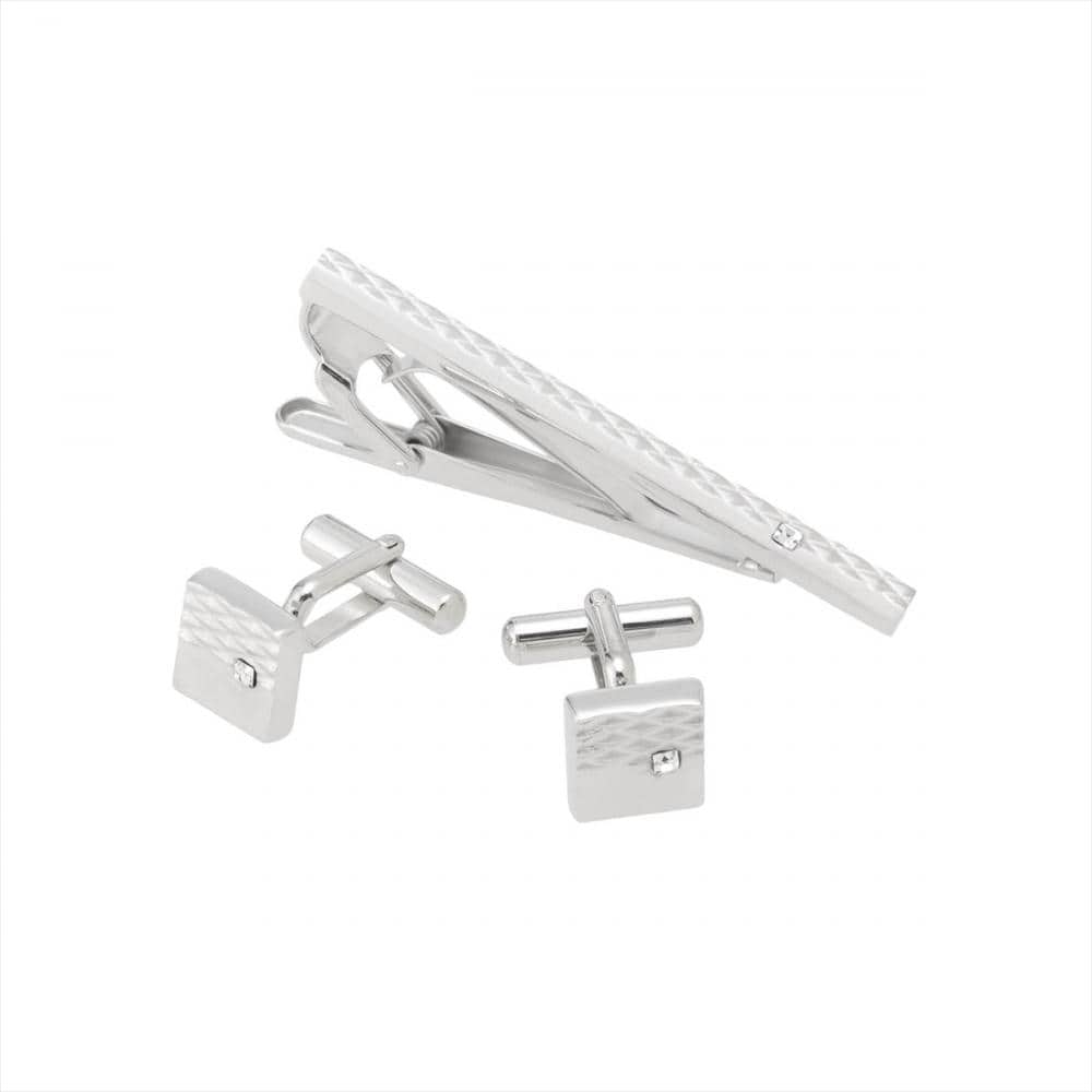 タイピンカフスセット シルバー系 ビジネス フォーマル(F90 シルバー