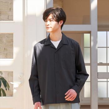 カジュアルシャツ リップストップ オープンカラー 長袖 メンズ(S