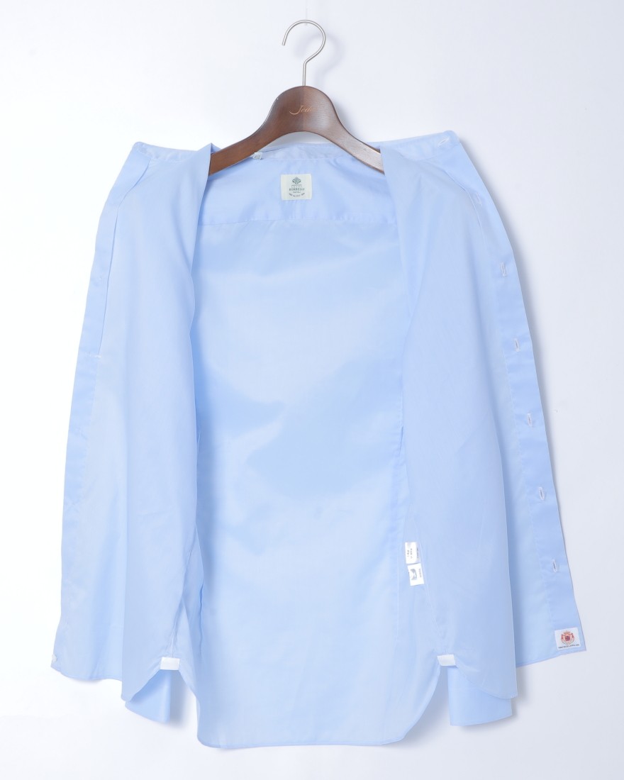 セミワイドカラー サックスコットンシャツ【LUCIANO/ルチアーノ