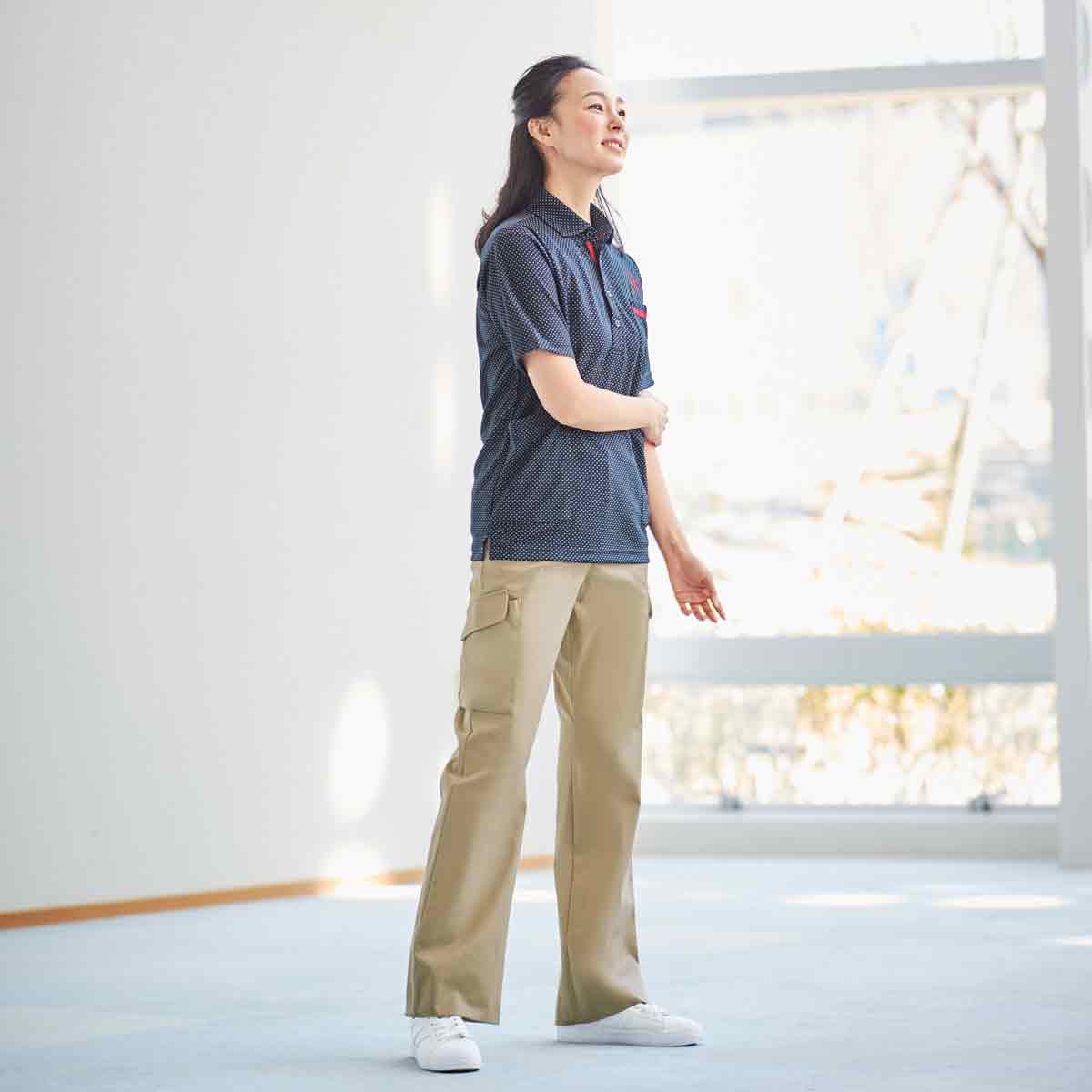 品番： CR581 】 レディース カーゴパンツ 介護士 ポケットいっぱい
