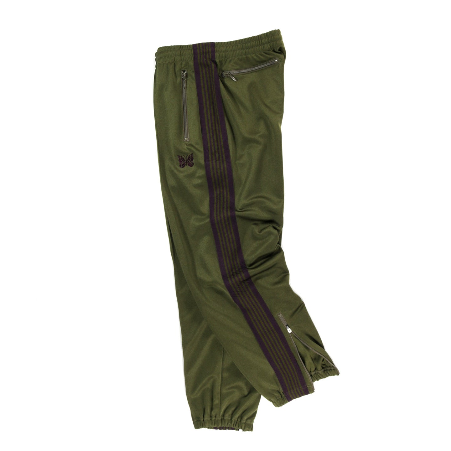 NEEDLES ZIPPED TRACK PANT POLY SMOOTH OLIVE | TODAY CLOTHING