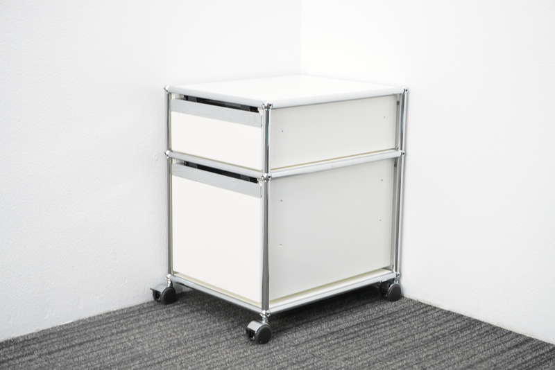 USMハラー ロールボーイ 2段ワゴン 鍵付 ホワイト W395 D500 H605 USM