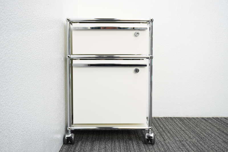 USMハラー ロールボーイ 2段ワゴン 鍵付 ホワイト W395 D500 H605 USM