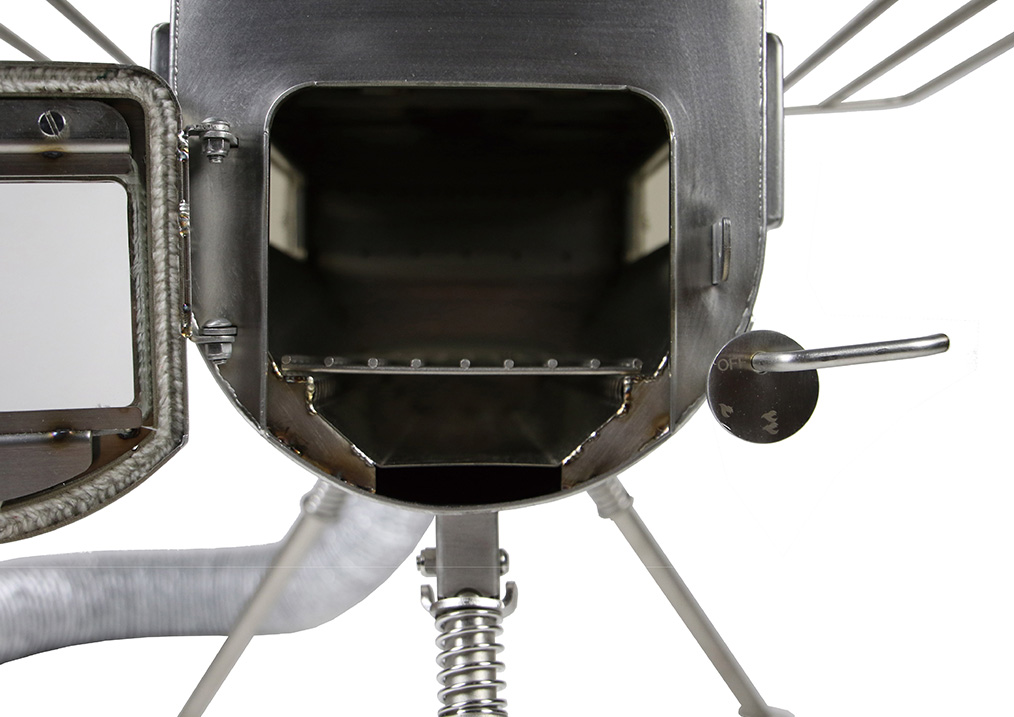 Wood stove side view outside air M（Φ76mm） ケース、外気パイプ付き