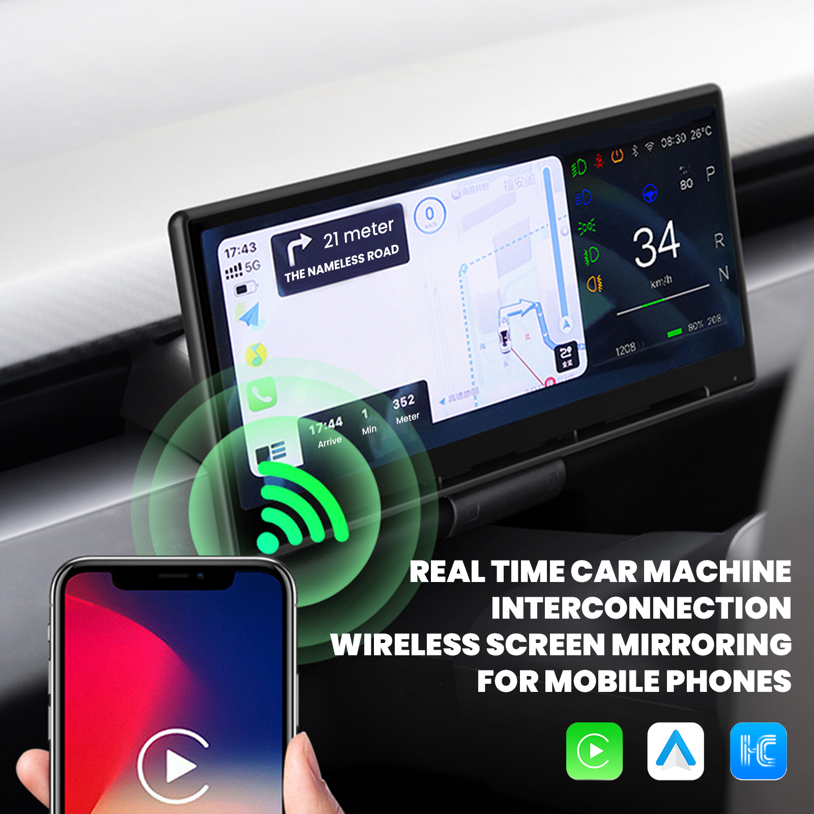 F9 Pro CarPlay Dashboard Display for Tesla Model 3/Y/Highland/Juniper