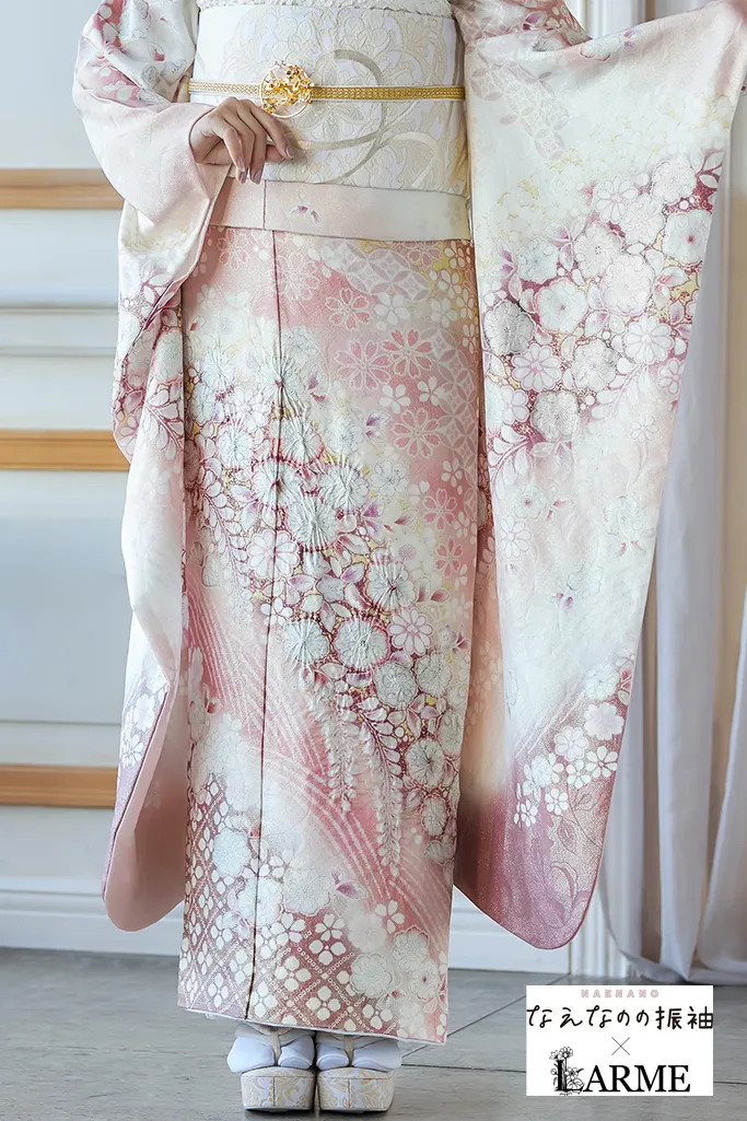 なえなのの振袖×LARME ピンク 辻が花/藤 正統派古典 かわいい 綺麗系