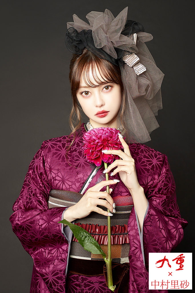 九重×中村里砂 ワインレッド/赤紫 無地 大人っぽい シンプル