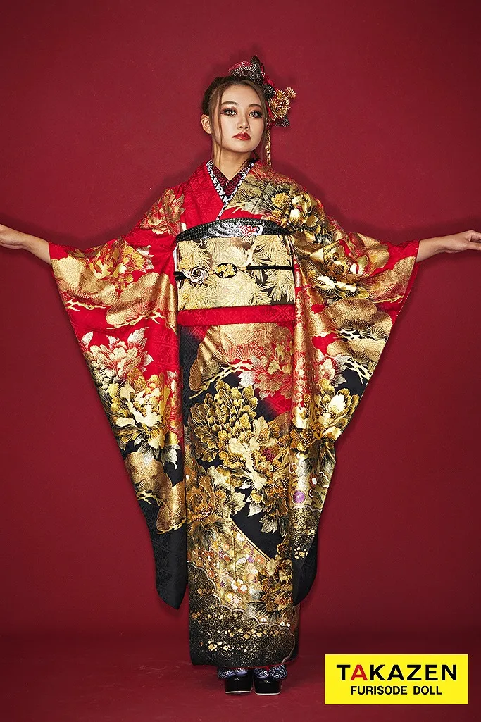 ジャパンモード 赤/黒/金/ゴールド 牡丹柄 渋い 派手かっこいい ギャル