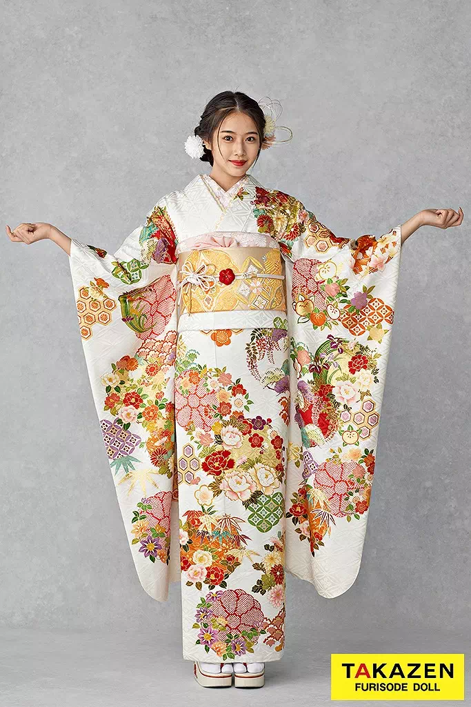 最高級古典柄振袖 吉澤織物/匠 白/金/赤 吉祥文様 柄小さめ 可愛い 低