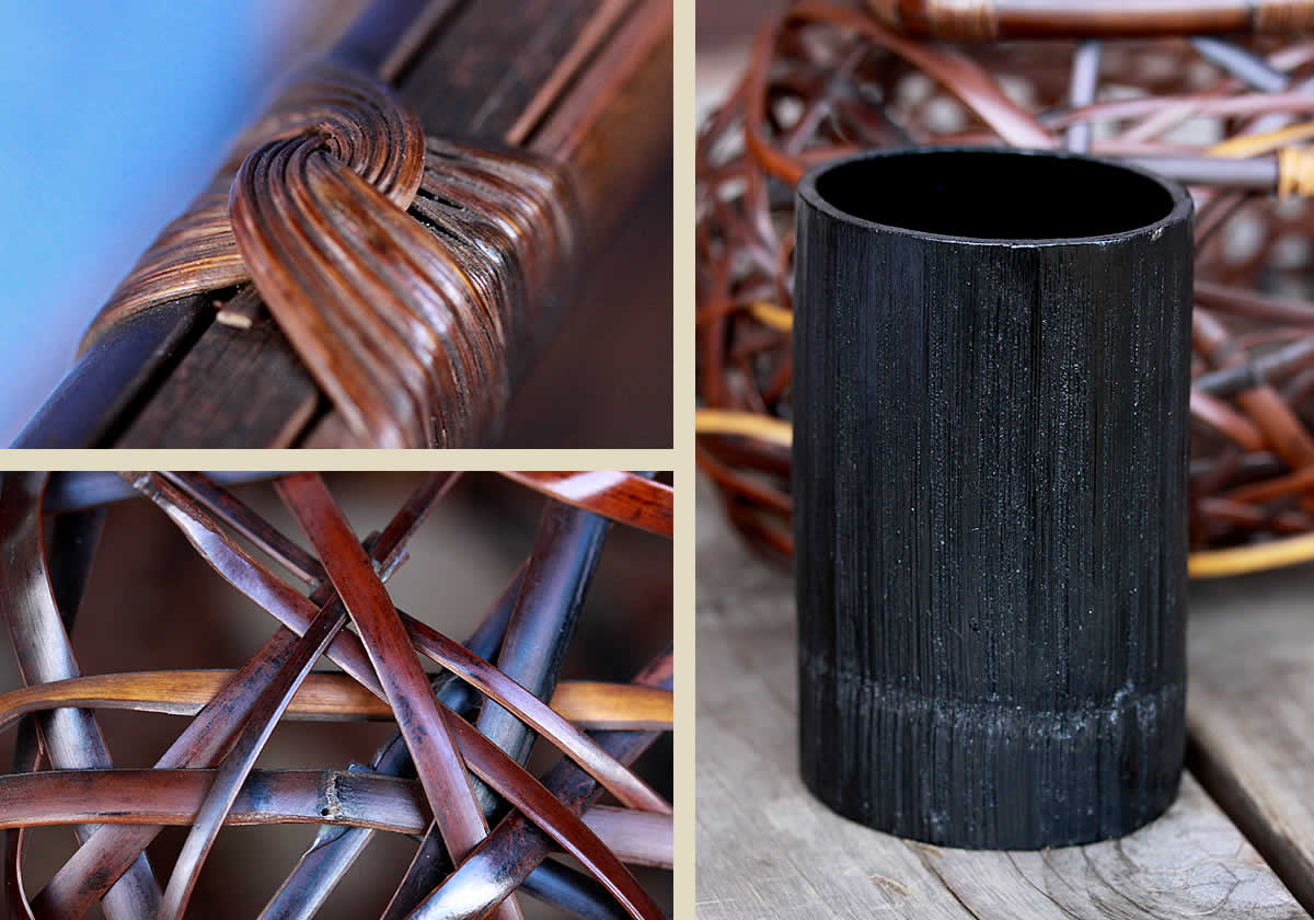 一点限り】渡辺竹清作 鳳尾竹乱れ編み花籠（Japanese bamboo art by