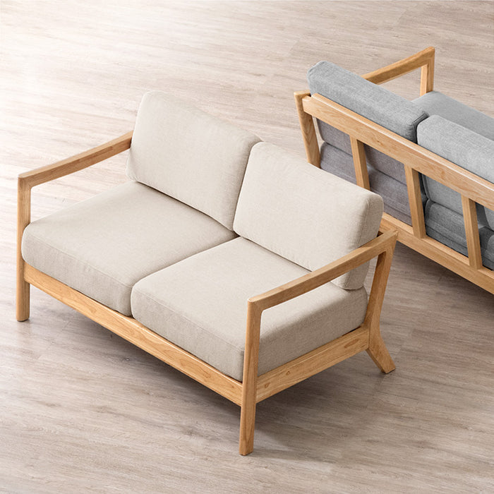 木製フレーム ブラウン系 布張り 2.5人掛けソファ 木製フレーム