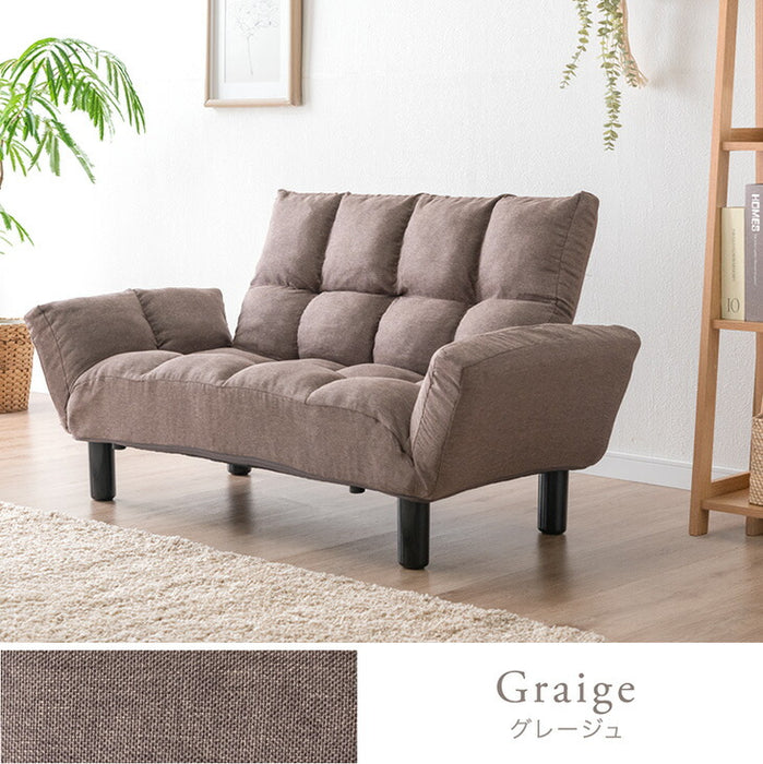 背面&肘掛リクライニング 2人掛け ソファ リクライニング ローソファ