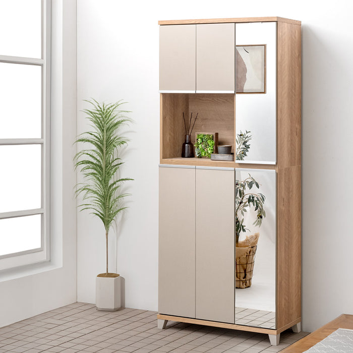 幅74cm シューズボックス ミラー付き 国産 ハイタイプ 消臭・脱臭機能