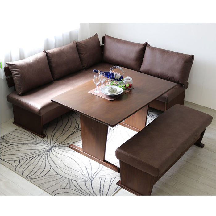 6人掛け ダイニングソファ4点セット ダイニングテーブル+チェア 木製