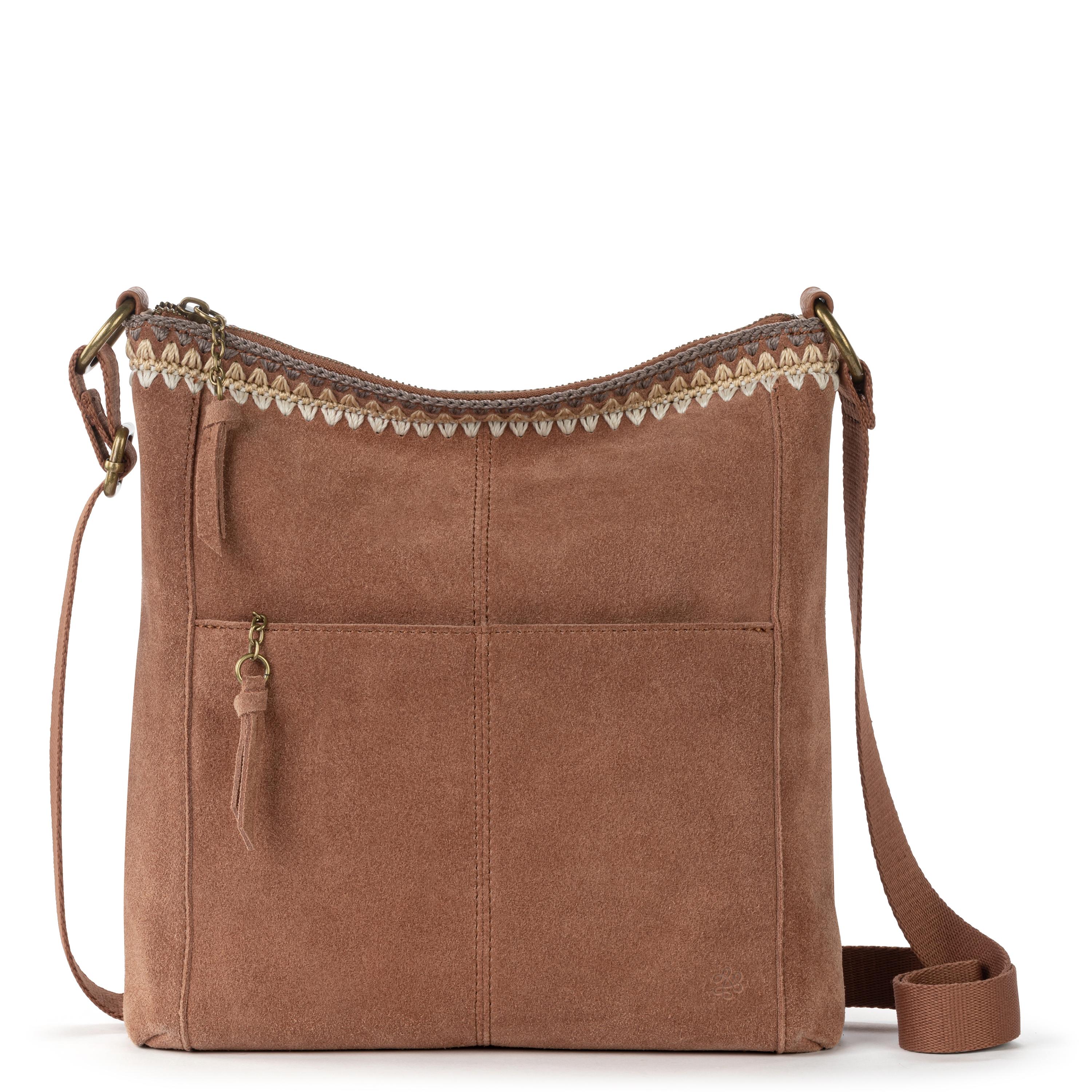 Lucia Crossbody Bag in Tobacco Suede Blanket Stitch – The Sak