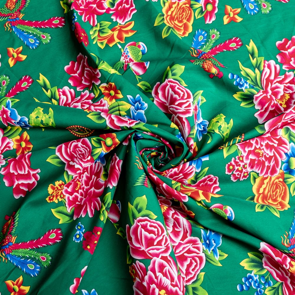 1m単位切り売り〕アジアのレトロ花柄ファブリック 生地 東北大花布