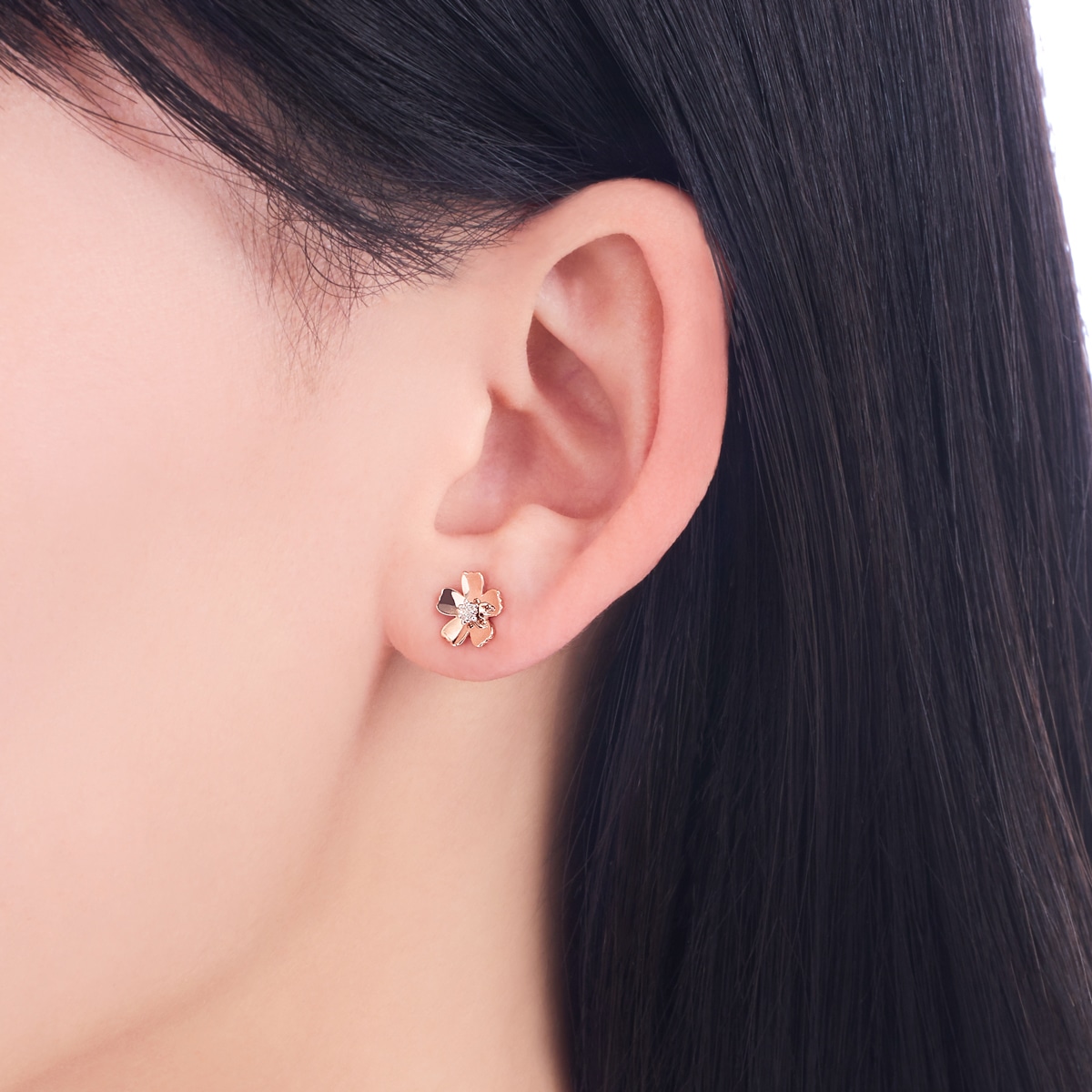 K10ピンクゴールド/K10ホワイトゴールドダイヤモンドピアス(RPE604-003