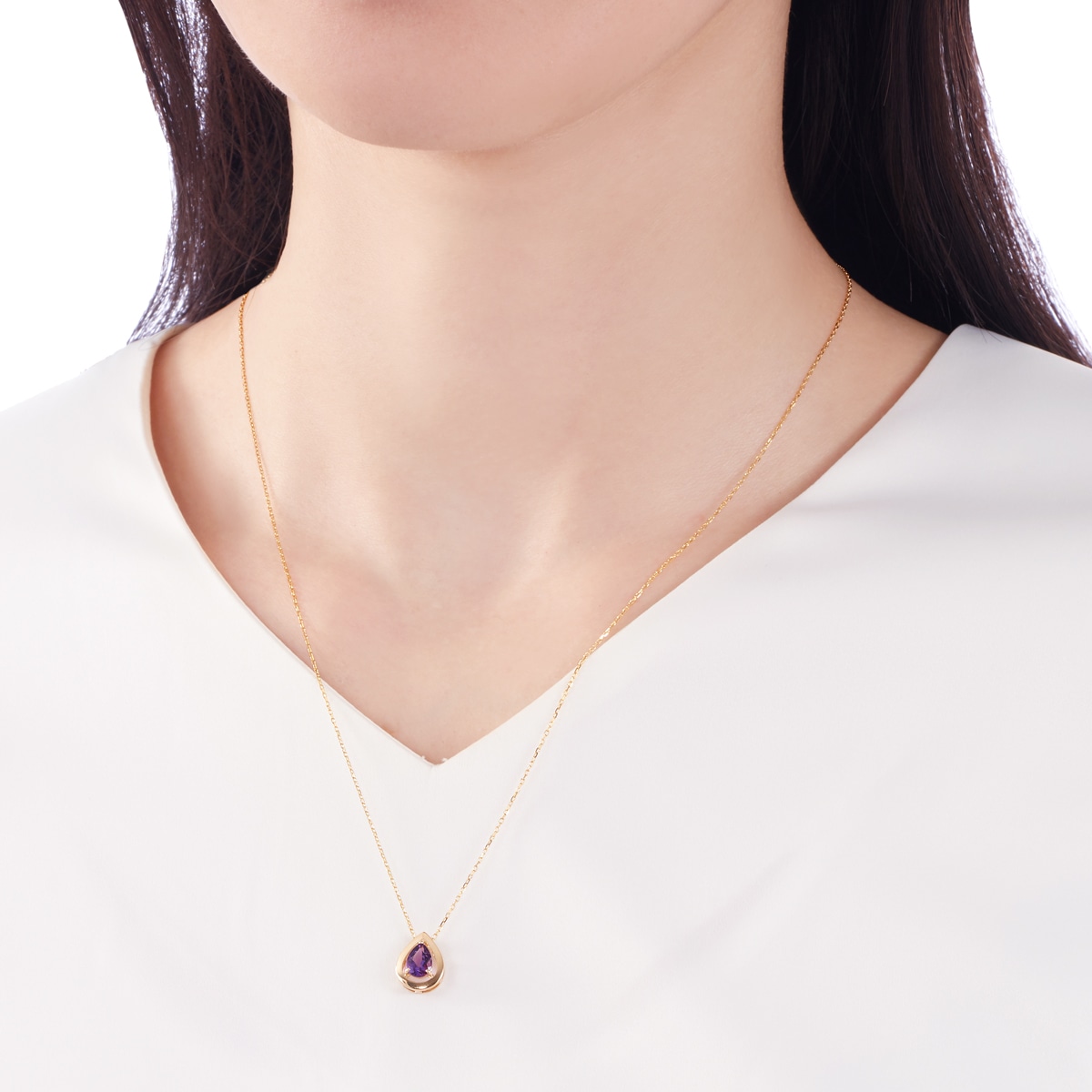 K10イエローゴールドアメシストネックレス(RPN994-002)|TSUTSUMI