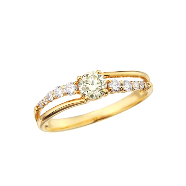 K18イエローゴールド鑑定書付ダイヤモンドリング（0.13カラット