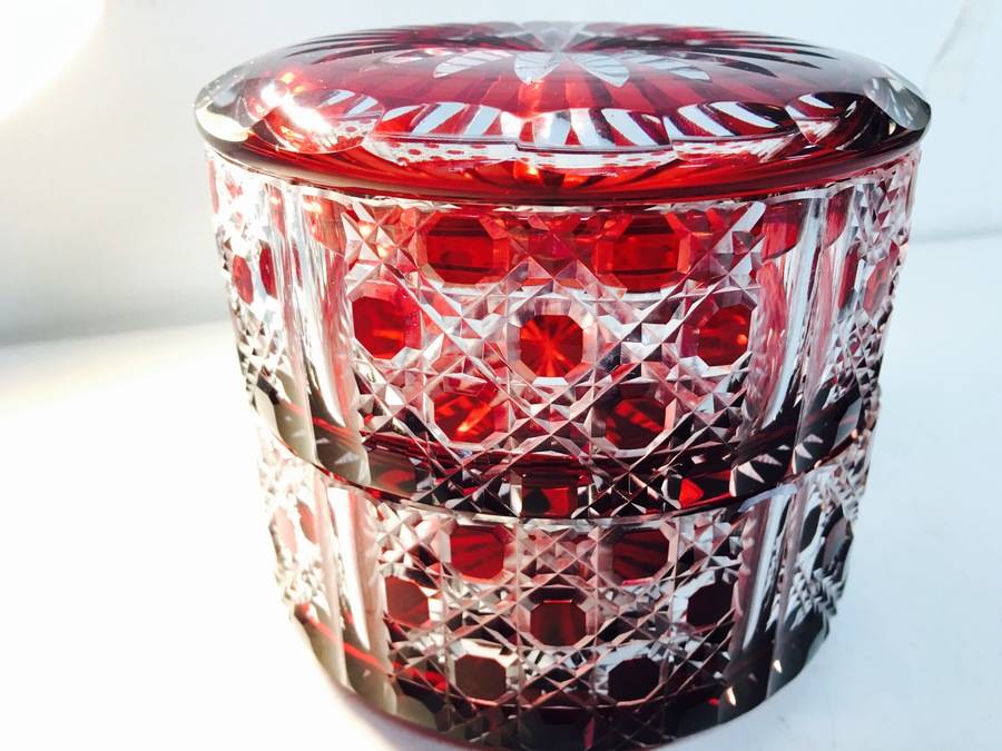 伝統工芸・木村泰典作】篭目紋ボンボニエール・江戸切子を買取入荷