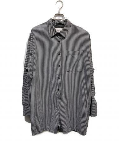 中古・古着通販】Ameri (アメリ) STRIPE SHIRT ROMPERS ブラック