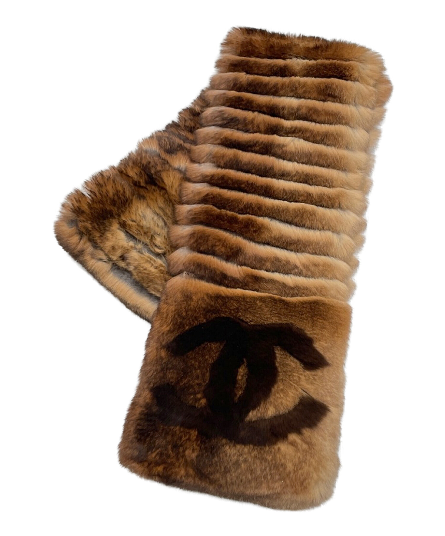 中古・古着通販】CHANEL (シャネル) オリラグファーマフラー ブラウン