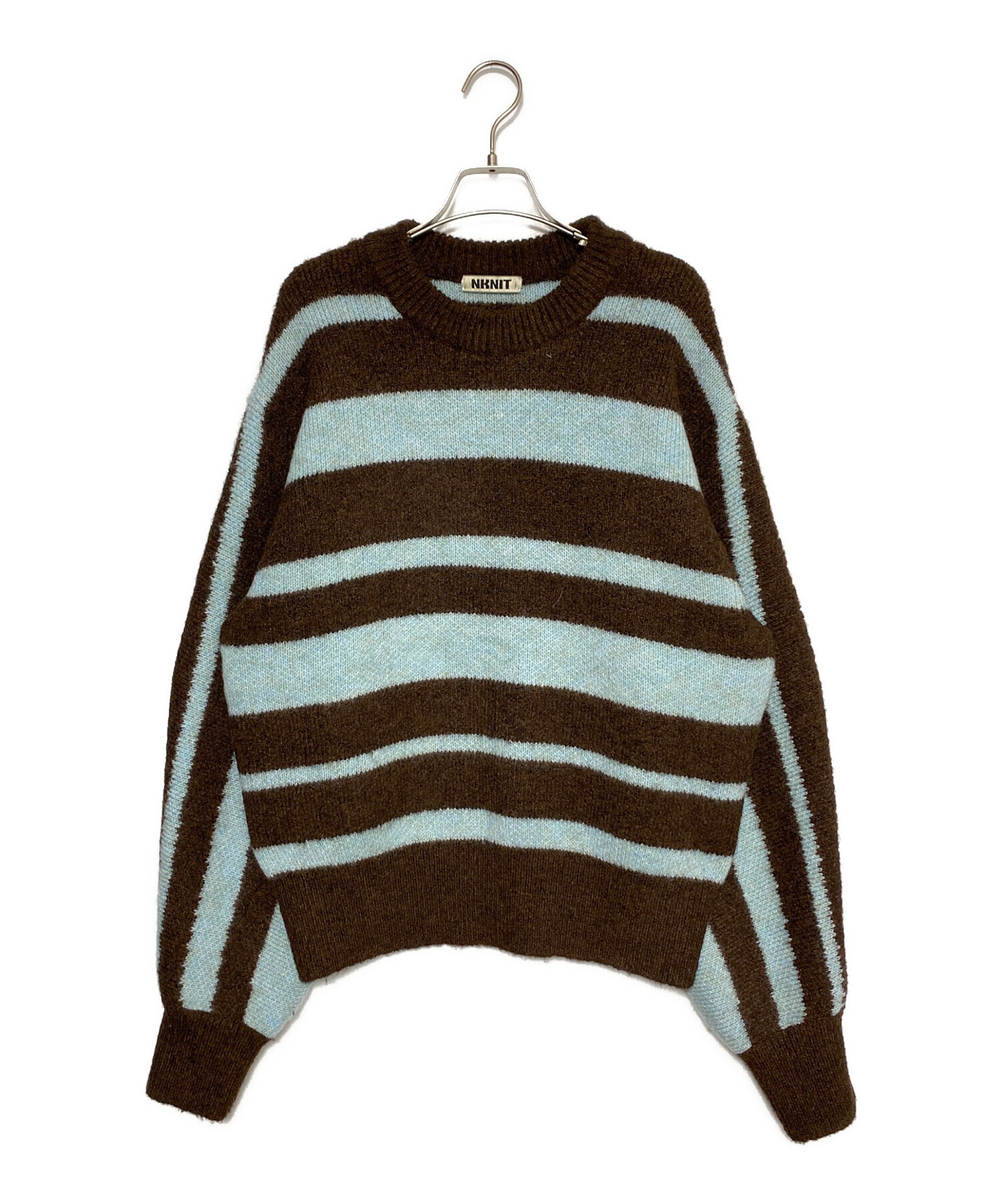 中古・古着通販】NKNIT (ンニット) モヘア混ボーダーニット ブラウン