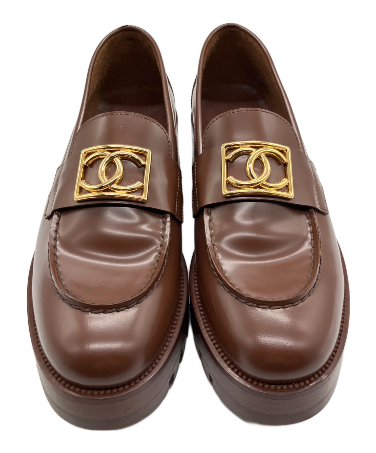 中古・古着通販】CHANEL (シャネル) ココマークローファー ブラウン