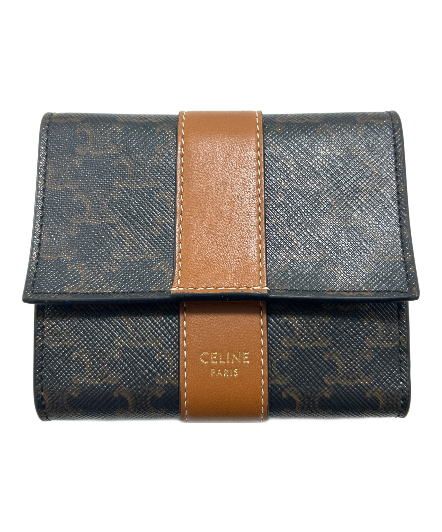 中古・古着通販】CELINE (セリーヌ) 3つ折り財布 ブラック×ブラウン