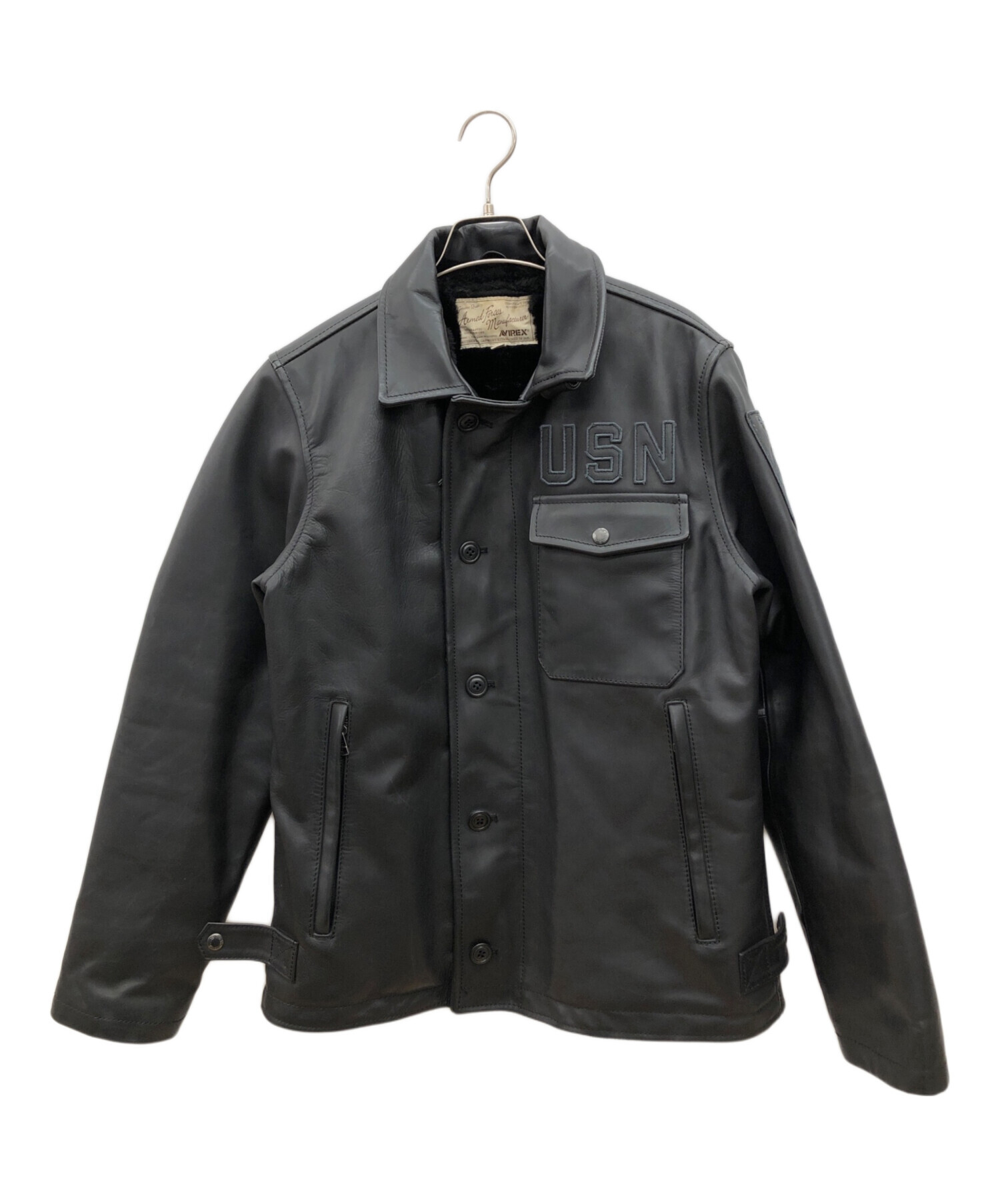 中古・古着通販】AVIREX (アヴィレックス) レザージャケット ブラック